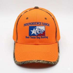 Cap America Independence Ranch Texas Hog Hunting Camo Blaze Orange Hat Cap
